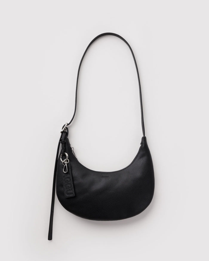 Small Recycled Leather Flat Crescent E0 - Black / OS