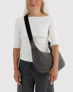 Medium Denim Crescent Bag O9