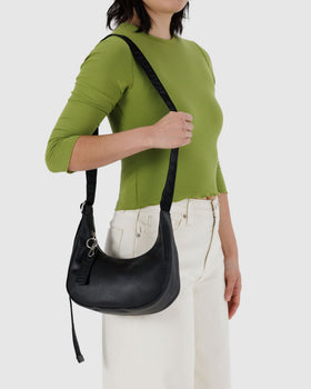 Small Recycled Leather Crescent Bag O5