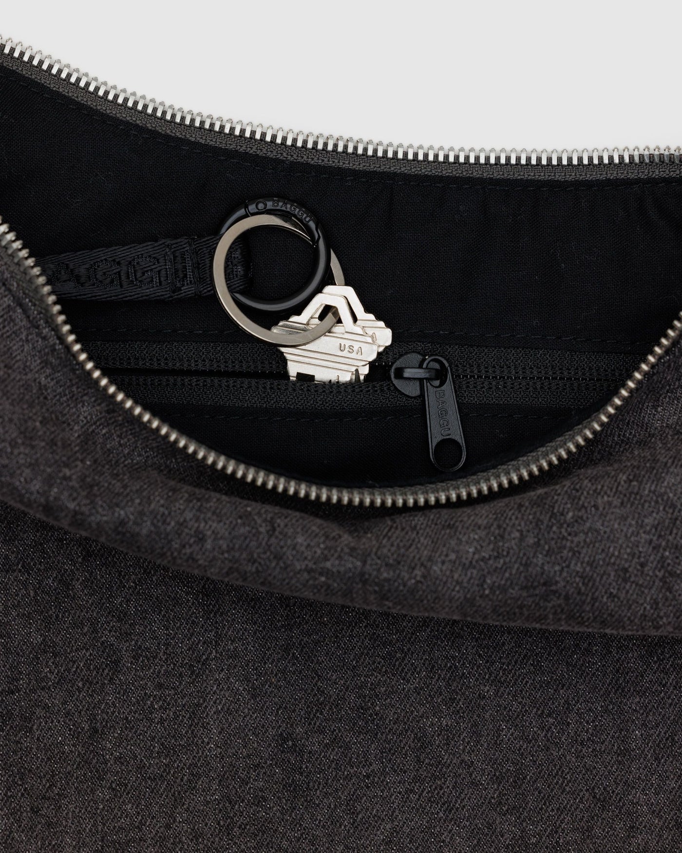 Medium Denim Crescent Bag O9