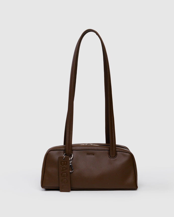 Small Recycled Leather Bowler Bag O6 - Brown / B