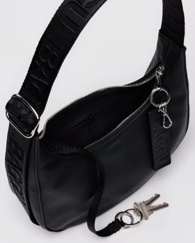 Small Recycled Leather Crescent Bag O5
