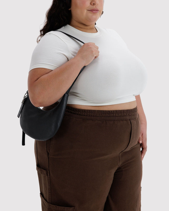 Small Recycled Leather Flat Crescent E0 alternate